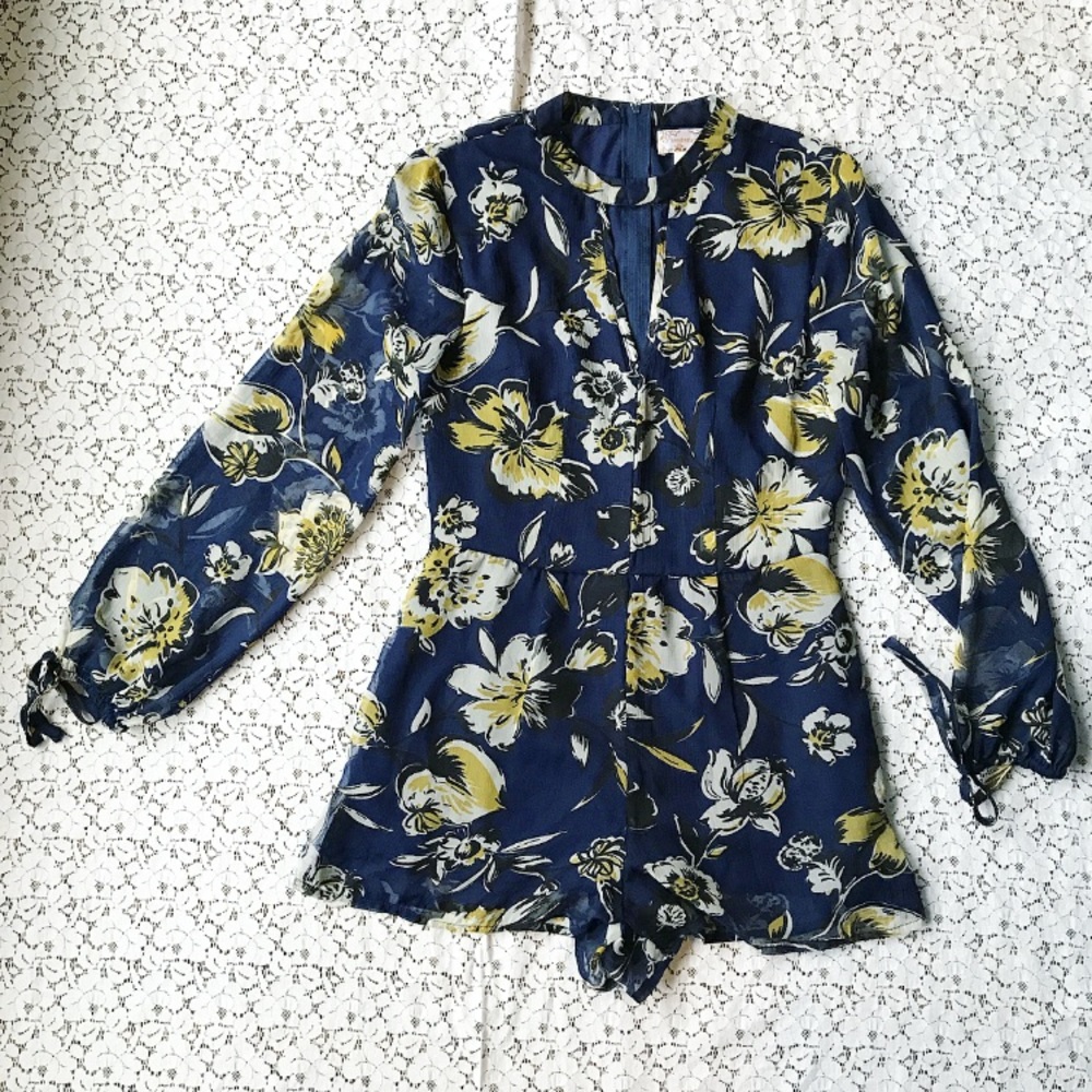 Band of Gypsies navy & gold floral romper